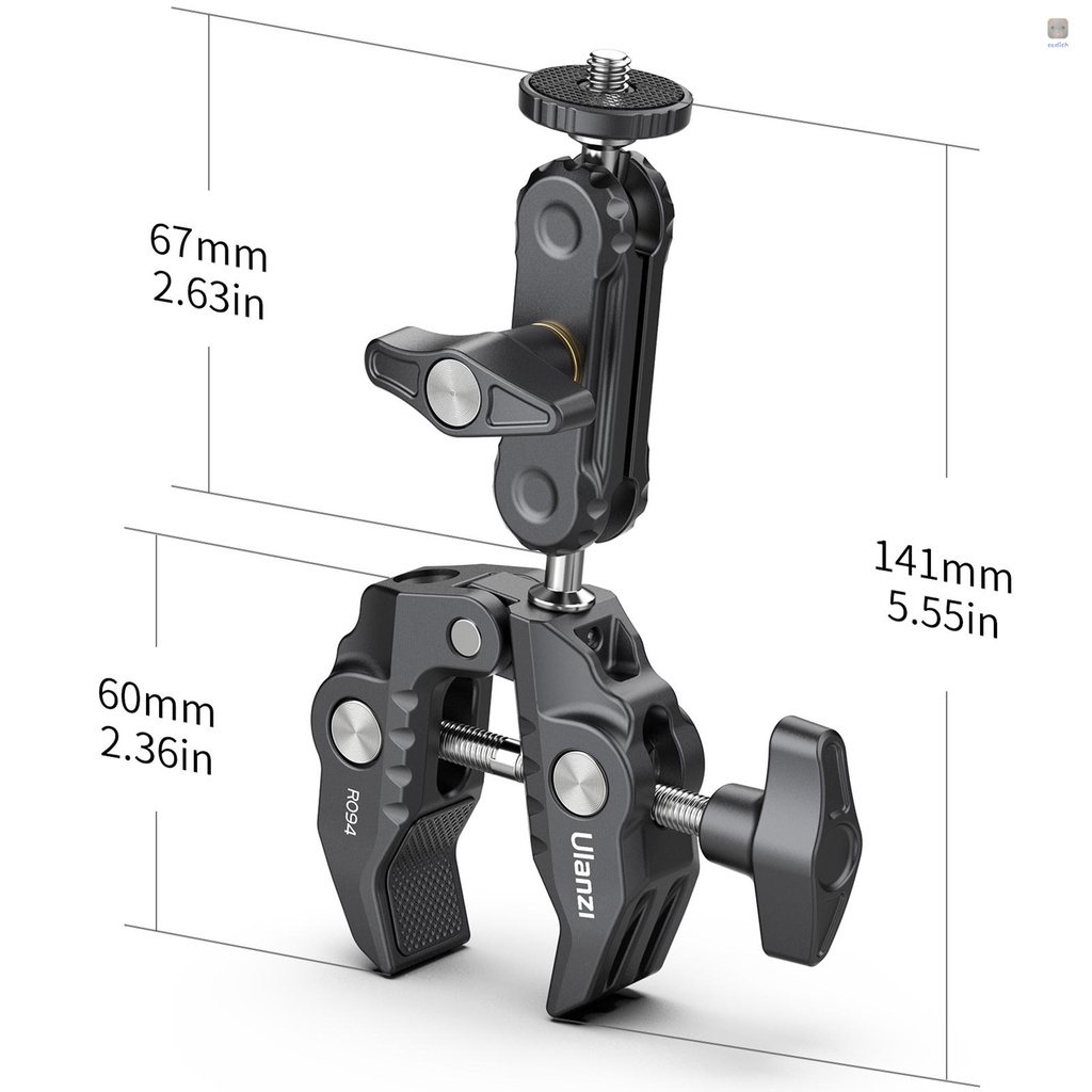 Kẹp Đa Năng Xoay 360 Độ Ulanzi R094 Chuyên Dụng° Đầu Bi Xoay Bằng Hợp Kim Nhôm Với Vít 1 / 4 Inch 3 / 8 Inch Chịu Tải 1.5kg