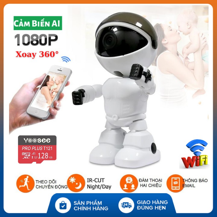 Camera wifi Robot SM-221 Plus - Quay 360 đàm thoại hai chiều - hồng ngoại xem đêm , FULL HD 2.0MP 1920x1080p , BH 2 năm