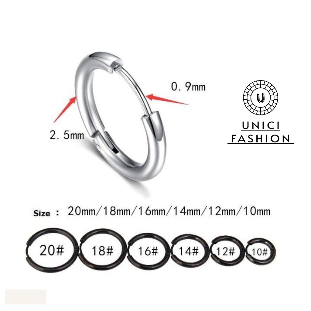 [PHỤ KIỆN UNISEX]Khuyên tai tròn titan UNICI mạ Bạc - khuyên tai nam G-Dragon- bông tai cực chất trẻ trung, thời thượng