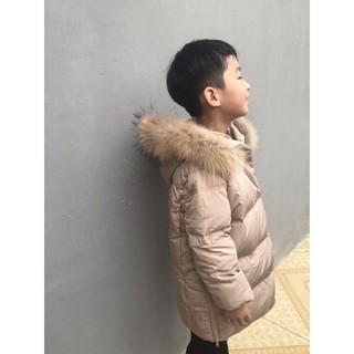 Áo phao lông vũ mũ lông cho bé