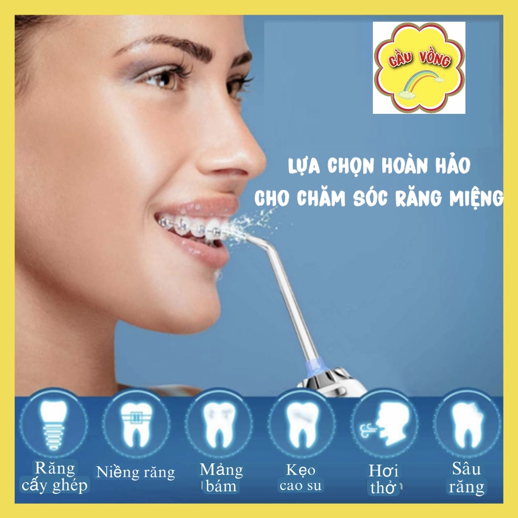 Máy Tăm Nước Cầm Tay Oral Irrigator - Tăm Nước Vệ Sinh Răng Miệng Siêu Sạch Bản Quốc Tế Chuẩn Châu Âu - 3 Chế Độ Xịt