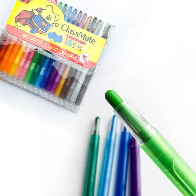 Bút sáp vặn 12,18,24 màu classmate CL-TC101/ 102/ 103 tập tô cho bé ANKICO