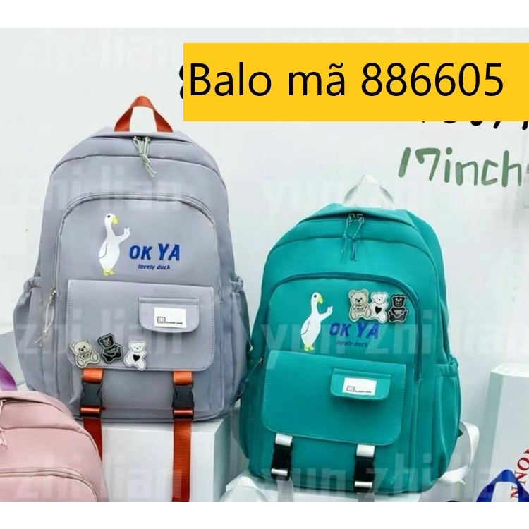Balo ULZZANG học sinh cấp 2, cấp 3, balo du lịch mã 886605 hình chú vịt nghộ nghĩnh