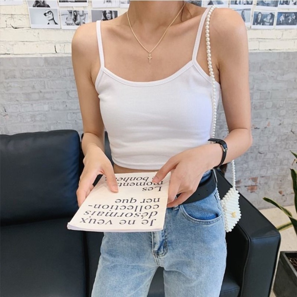 Áo 2 dây nữ kiểu trơn bản to , áo croptop nữ hai dây
