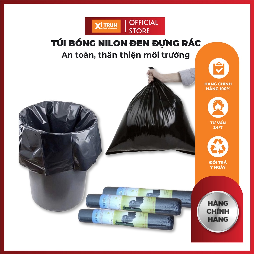 [FREESHIP❤️] Túi Bóng Nilon Đen Đựng Thùng Rác Cho Gia Đình Tiện Lợi, Túi Bóng Rác Tự Phân Hủy