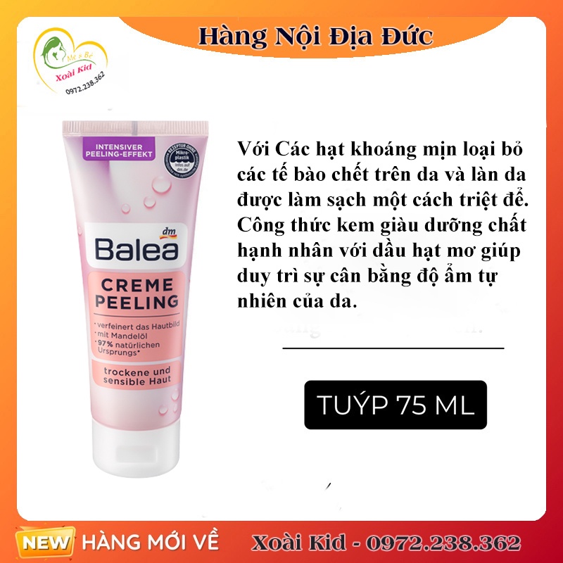 [Hàng nội địa Đức] Tẩy da chết mặt Balea của Đức