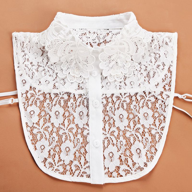 Yoioi Áo Sweater Cổ Tròn Giả Vải Sheer Thêu Họa Tiết Có Thể Tháo Rời Cho Nữ F