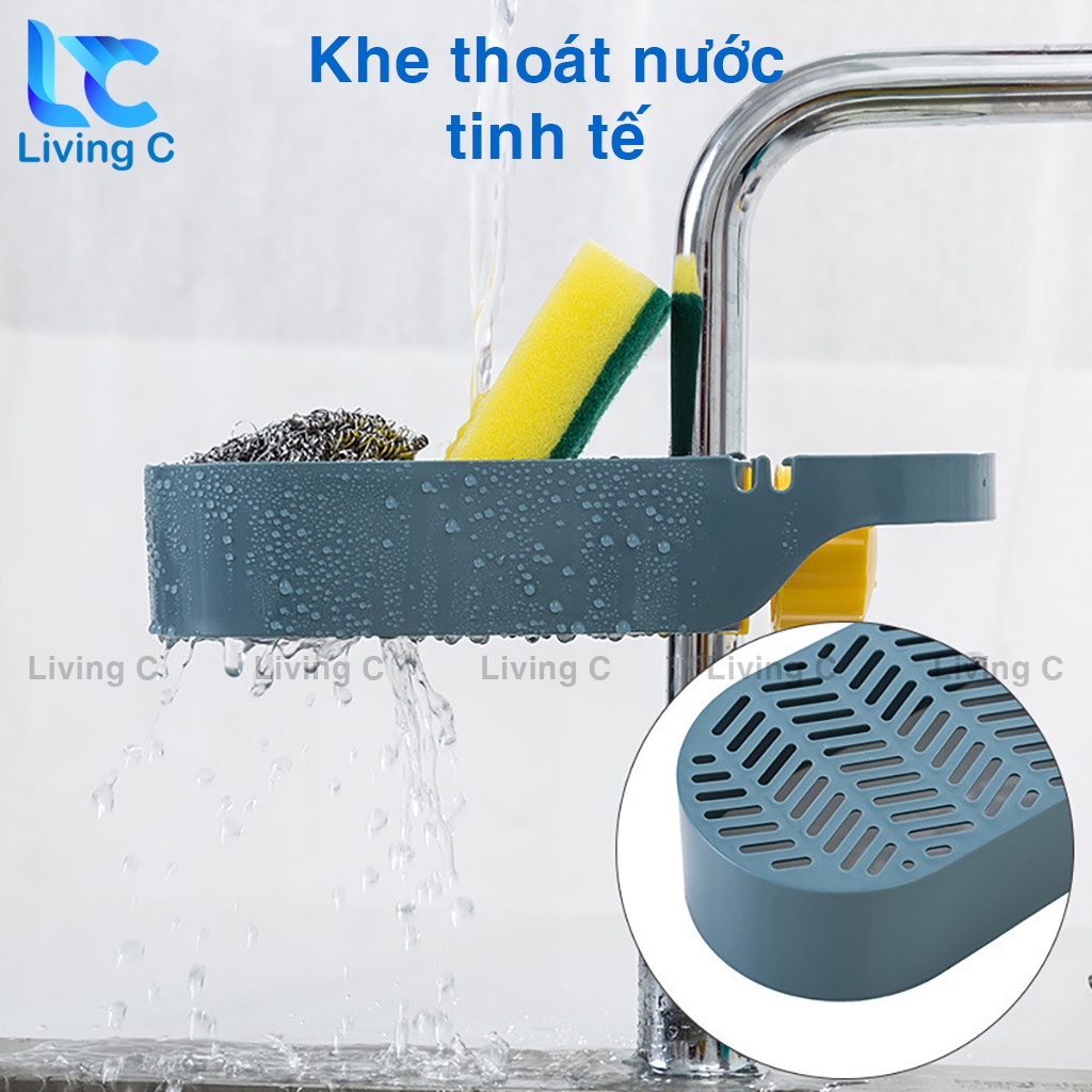 Kệ để đồ rửa chén bát Living C, giá kệ kẹp vòi nước bồn rửa chén bát lavabo bằng nhựa tiện lợi _KVN