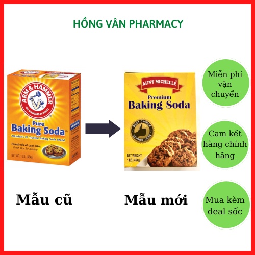 Bột Nở Baking Soda đa công dụng khử mùi, diệt khuẩn, tẩy rửa, chăm sóc da, bột làm bánh hộp giấy 454g Nhập Khẩu Mỹ
