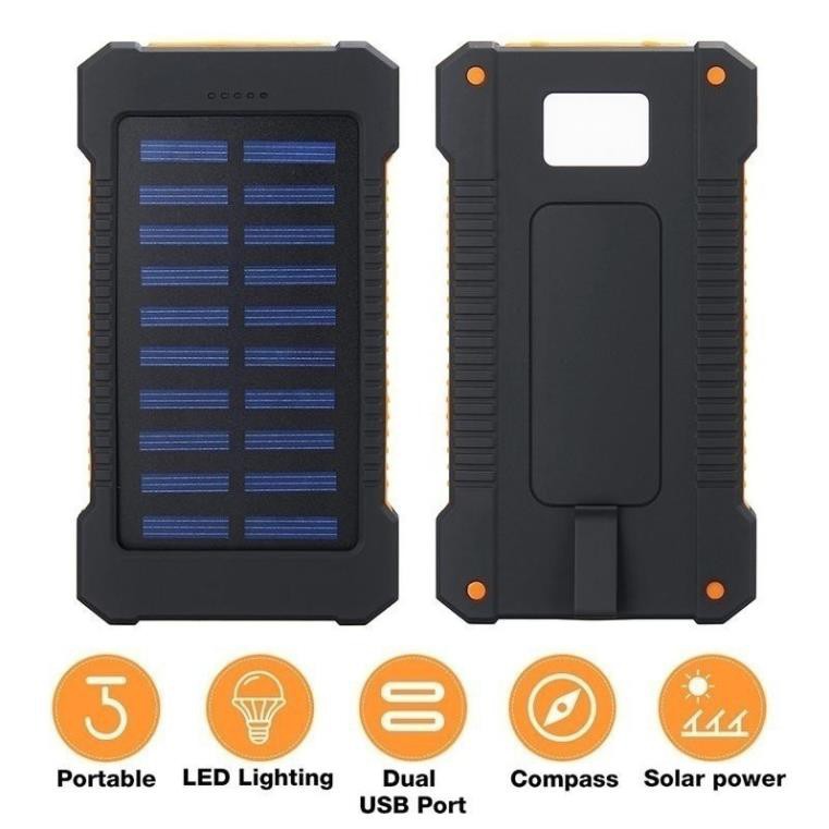 sạc dự phòng 50000mAh Power Bank Sạc năng lượng mặt trời không thấm nước với đèn pin USB kép
