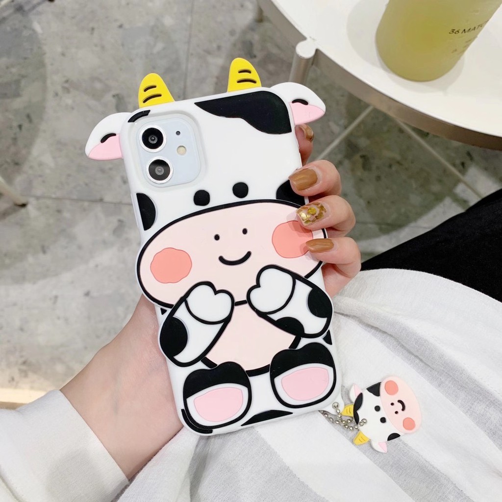 Ốp Điện Thoại Silicon Họa Tiết Chú Bò Dễ Thương Cho iPhone Case 7 8 7 Plus 8 Plus 11