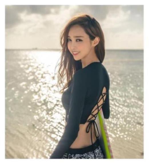 Áo Bơi/ Áo Tập/ Thể Thao Nữ Tay Dài Săn Mút Ngực (phom crotop thiết kế lưng Đan dây cực đẹp ) 👙 sexy  ྇ ' ་ | BigBuy360 - bigbuy360.vn