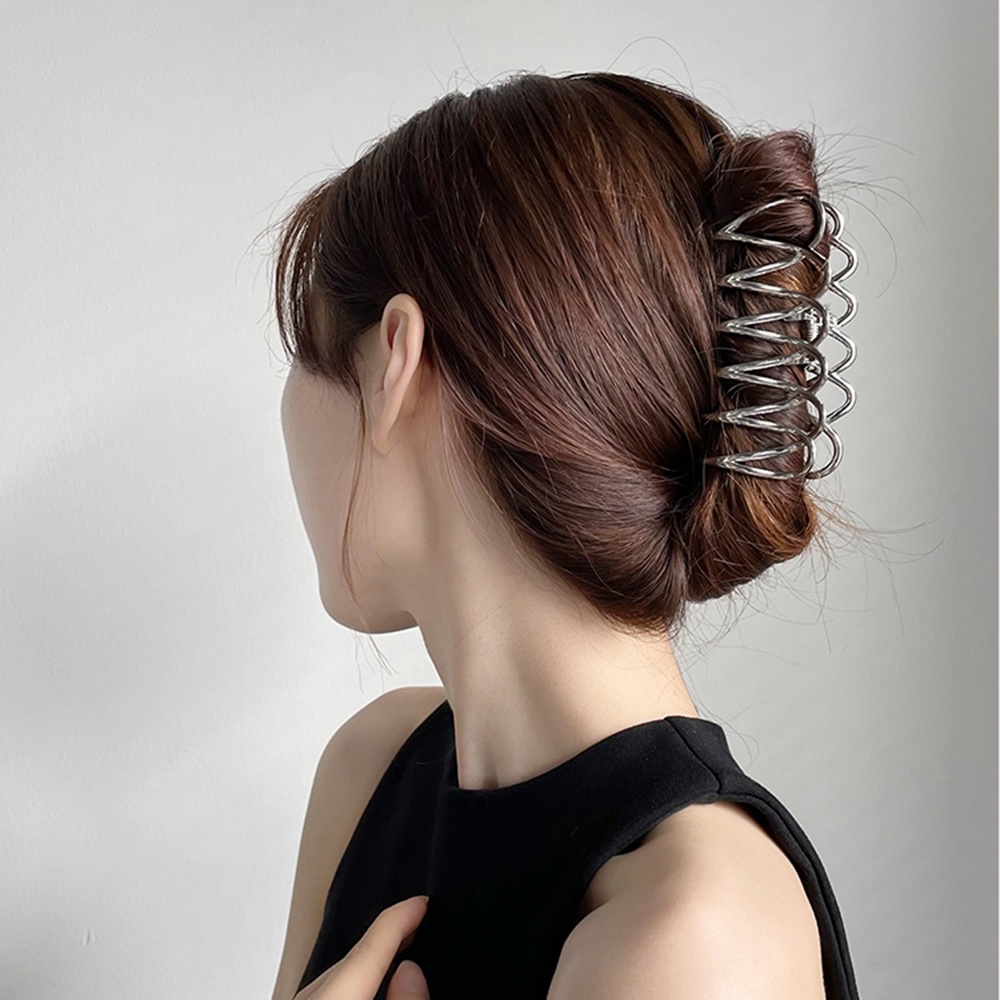 Kẹp Tóc Càng Cua Lớn Bằng Kim Loại Gợn Sóng Rỗng Kiểu Hàn Quốc Cho Nữ