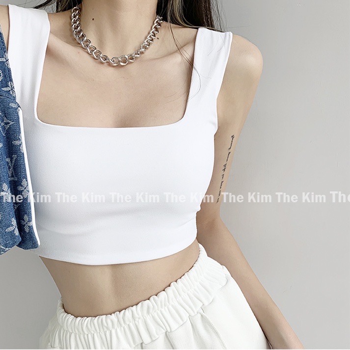 Áo thun croptop cổ vuông vải cotton | BigBuy360 - bigbuy360.vn