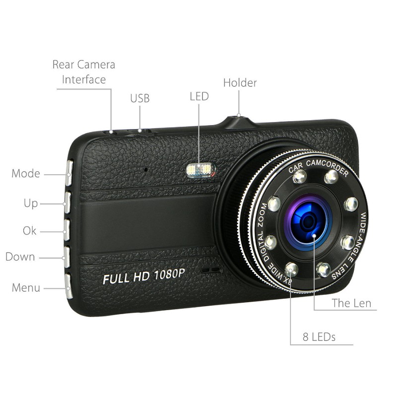 Camera Hành trình ô tô trước sau Full HD 1080P 2570 - Tích hợp 8 LED+ Thẻ nhớ 32GB