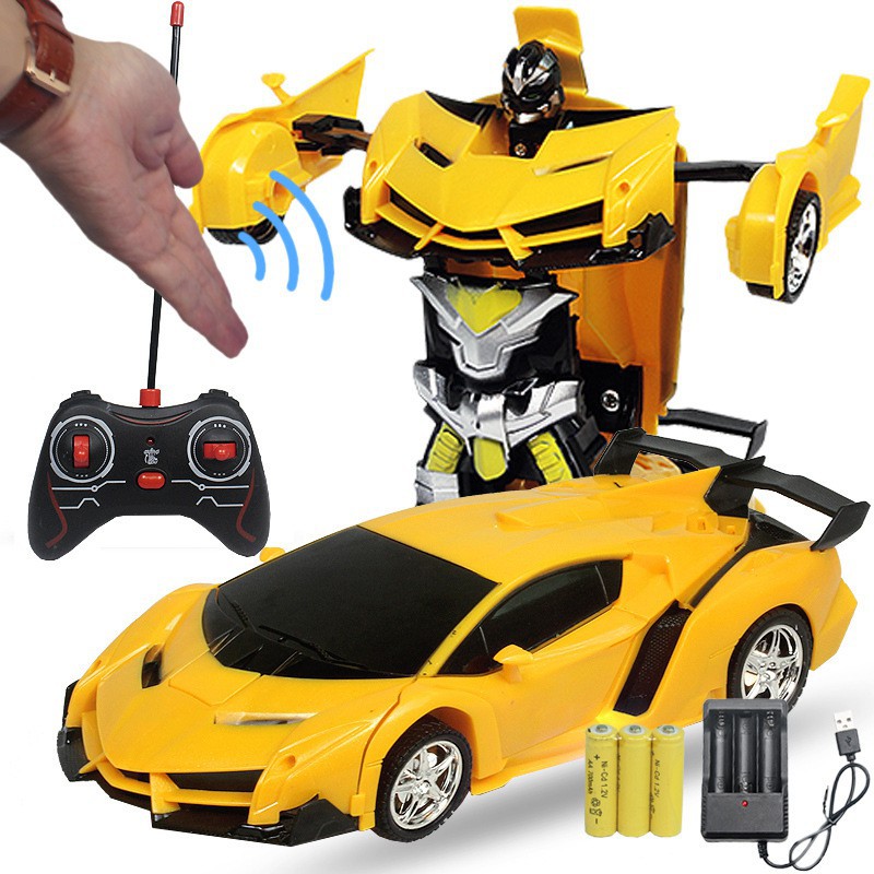 Xe ô tô điều khiển từ xa biến hình robot có sạc và pin