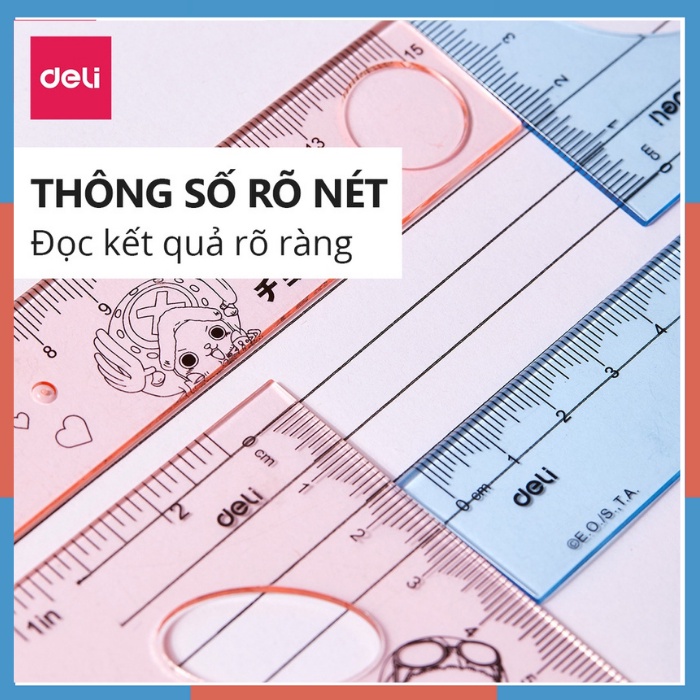 Bộ 4 dụng cụ eke học sinh Deli One Piece - 1 bộ eke thước kẻ đo góc tam giác vuông - màu ngẫu nhiên - EH17