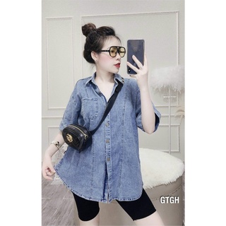 Sơ mi JEAN Bigsize vạt bầu (60-90Kg) MS219