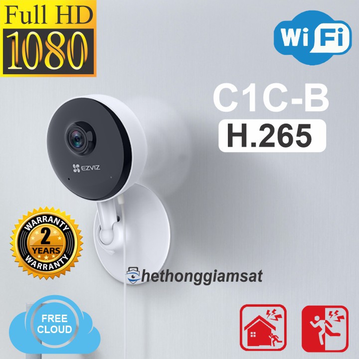 Camera Ezviz C1C - 2.0Mpx - CS-C1C-D0-1D2WFR, FullHD 1080, IP WIFI, góc rộng đảm bảo bởi Hikvison, góc rộng, đàm thoại