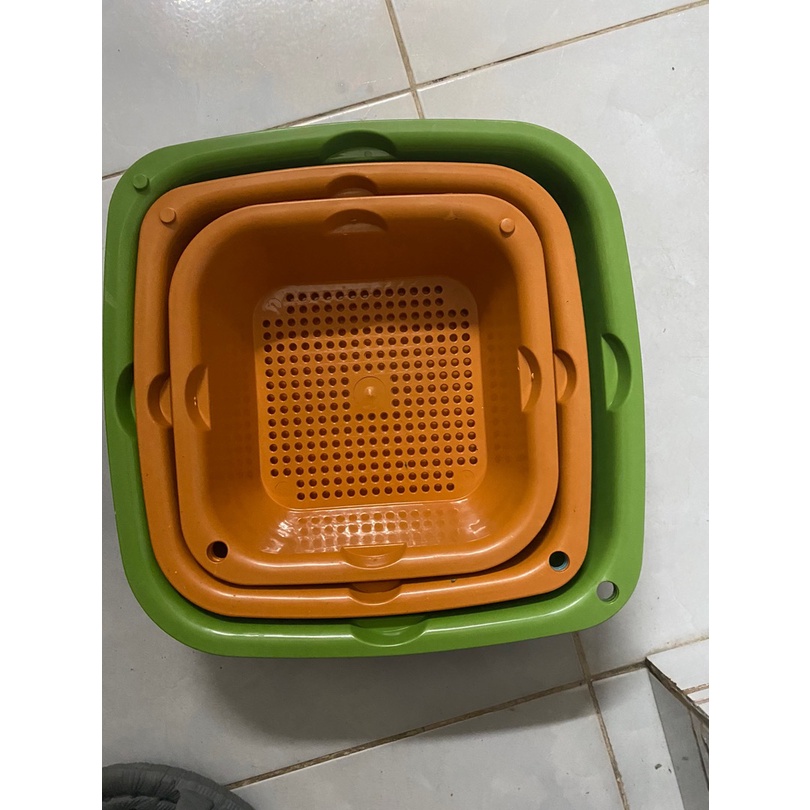 Rổ nhựa chữ nhật đựng đồ kèm chậu
