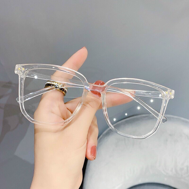 Kính nam nữ không độ chống bụi, Gọng kính mắt vuông thời trang nam nữ chống tia UV, ánh sáng xanh - MK04