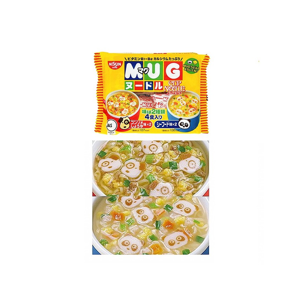 Mì ăn dặm cho trẻ trên 1 tuổi Nissin MUG Cup Noodle 96g (4 gói nhỏ bên trong, 2 hương vị) - Nhập khẩu Nhật Bản