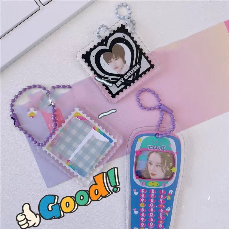 Móc Khóa Hình Khung Ảnh Mini 1 Inch Trong Suốt Phong Cách Hàn Quốc Dễ Thương