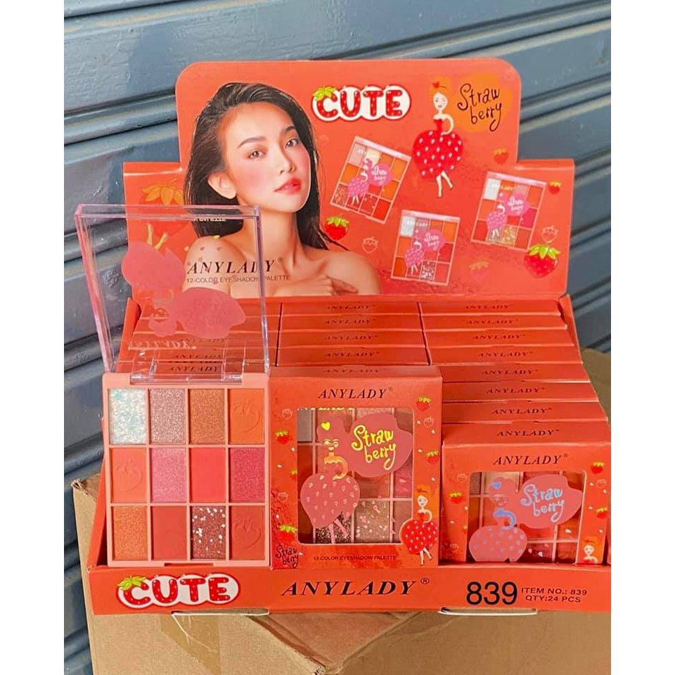 Phấn Mắt Dâu Tây Gồm 12 Ô Hãng ANYLADY STRAWBERRY NO: 839 Cực Đẹp | BigBuy360 - bigbuy360.vn