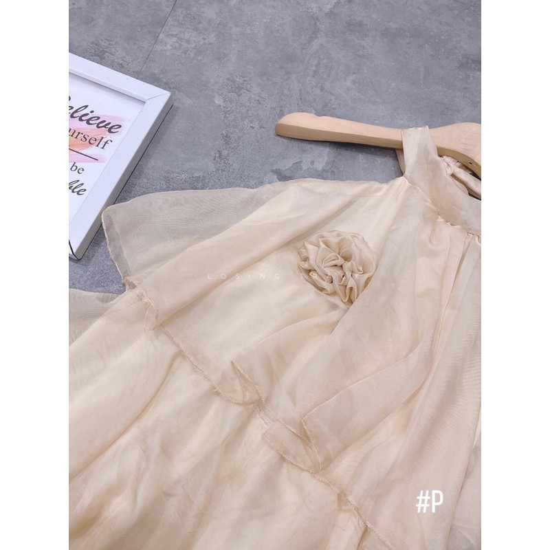 [Mã SKAMA8 giảm 8% đơn 300K] Váy tơ cổ yếm hở lưng thiết kế xếp tầng cực xinh⚡️Ảnh thật | BigBuy360 - bigbuy360.vn