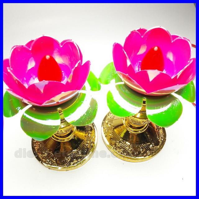Đèn bàn thờ Sen hồng 10cm/15cm/17cm cao cấp - Điện Việt