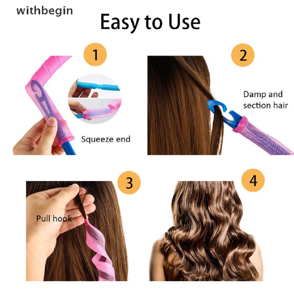 Bộ 10 Lô Cuốn Tóc 30-65cm Hình Ốc Sên Không Tạo Kiểu Tóc Xoăn Tròn