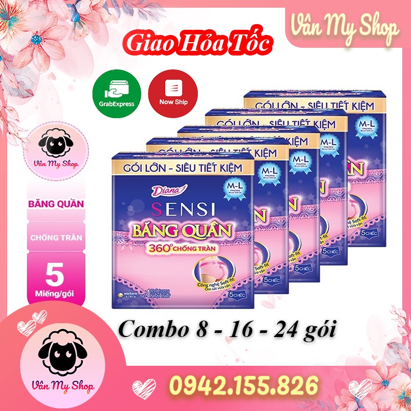 Băng vệ sinh ban đêm dạng quần Diana Sensi size M-L 5 chiếc/gói