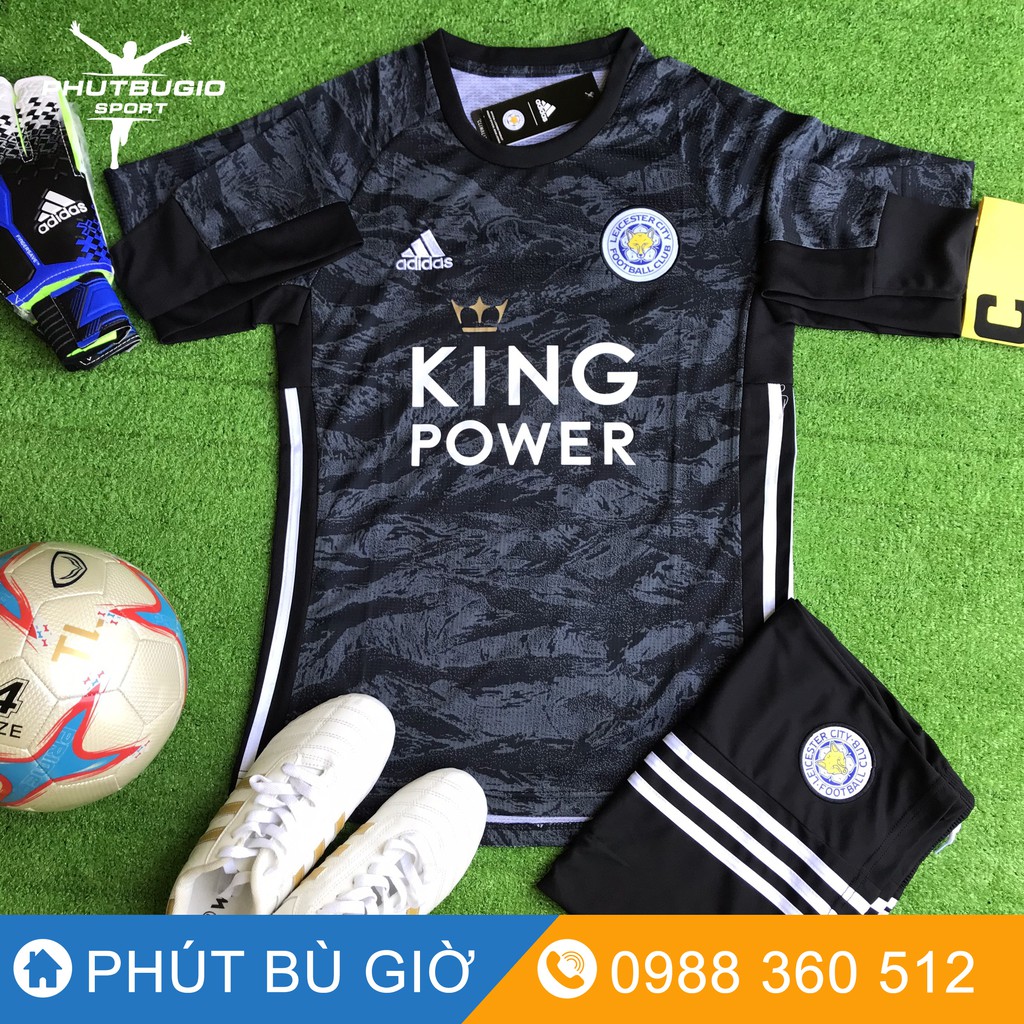 [CAO CẤP] /ẢNH THẬT/ Bộ quần áo bóng đá/ Áo đá banh CLB Leicester City ĐEN ĐỐM THUN THÁI CHUẨN ĐẸP - Phút Bù Giờ Sport