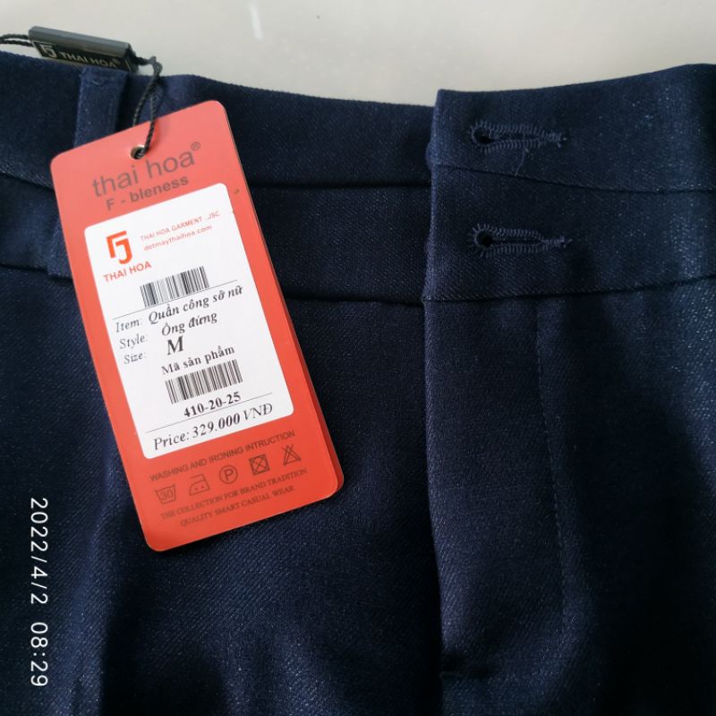 Quần tây Thái Hòa chất vải mềm mịn co giãn màu xanh đen 109 410