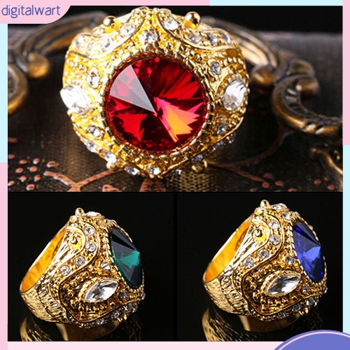 Nhẫn mạ vàng đính đá hình vương miện sang trọng thời trang dành cho nam