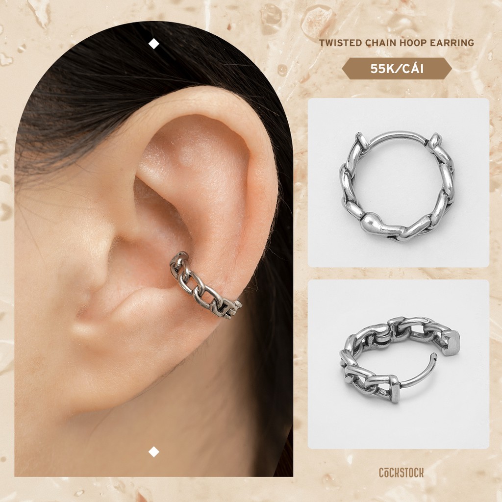 Khuyên tai vòng Twisted Chain Hoop