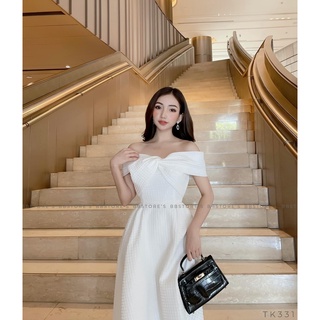 [BBSTORE'S] Đầm Trễ Vai Xốp Nhăn Xoắn Ngực Sasa - TK331