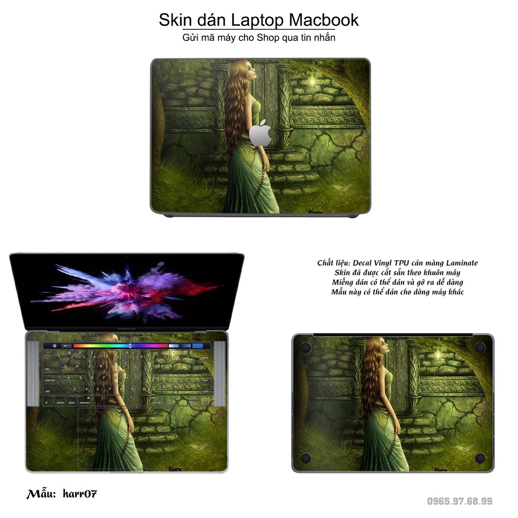 Skin dán Macbook mẫu Harry Potter (đã cắt sẵn, inbox mã máy cho shop)