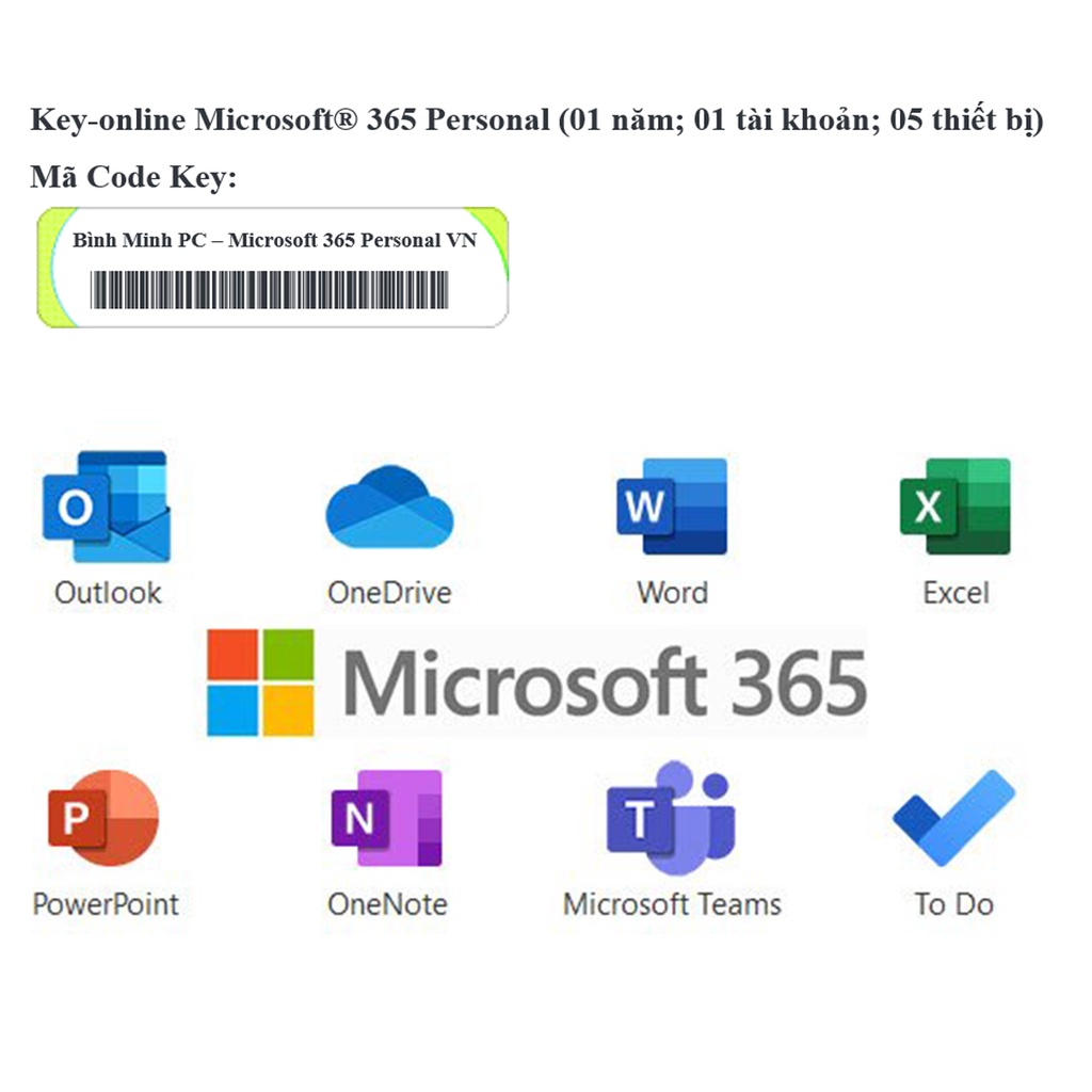 Phần Mềm Microsoft Office 365 Personal | Key Điện Tử | 01 Năm | 01 Tài Khoản | 05 Thiết Bị