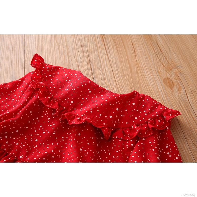 Đầm công chúa tay dài hoạ tiết chấm bi phong cách Hàn Quốc cho bé gái