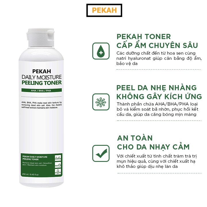Nước Hoa Hồng Cải Thiện Mụn Ẩn Và Se Khít Lỗ Chân Lông PEKAH Daily Moisture Peeling Toner 250ml | BigBuy360 - bigbuy360.vn