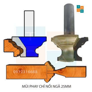 Mũi phay gỗ - mũi soi gỗ đánh chỉ nổi ngã 25mm cốt 12.7mm