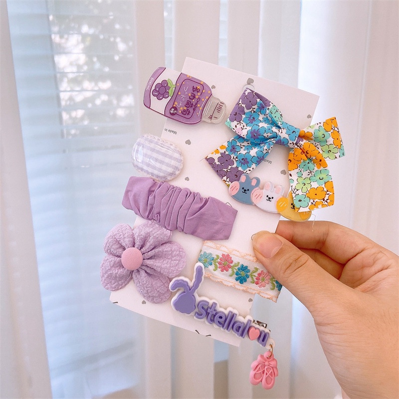 Set 8 kẹp tóc nơ tùy chọn kiểu dáng dành cho bé gái
