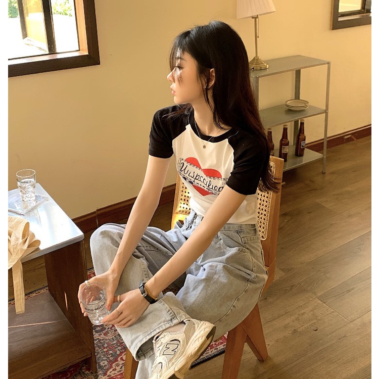 Áo Thun Croptop Tay Ngắn In Họa Tiết Thời Trang Mùa Hè Cho Nữ