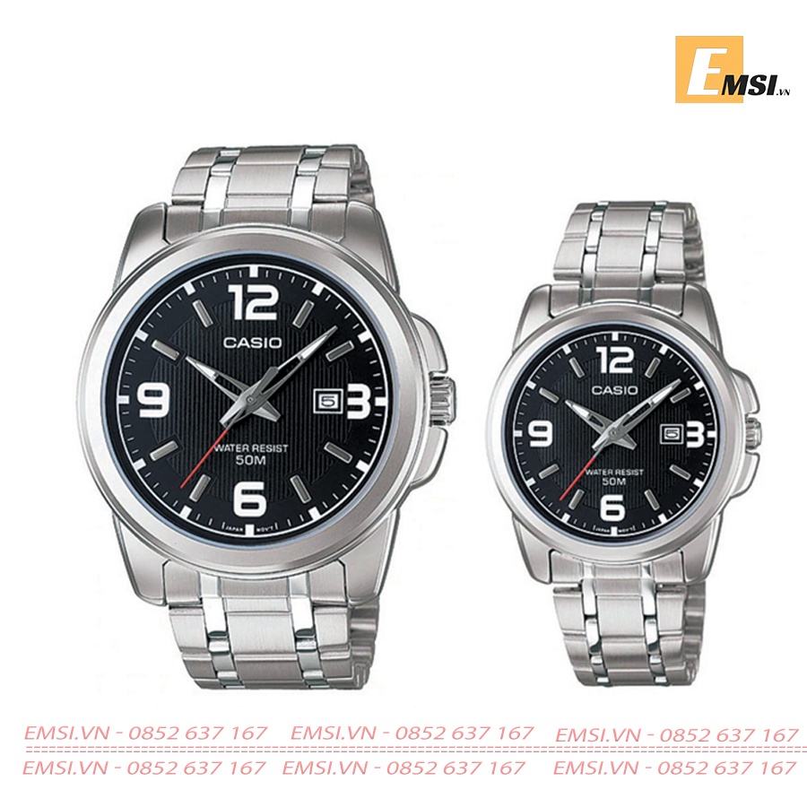 Đồng Hồ Casio Cặp Đôi MTP-1314D-1AVDF & LTP-1314D-1AVDF Size mặt 44,9mm & 33,1mm EMSI.VN