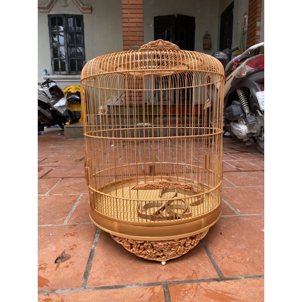 Lồng chim chích choè, Hoạ mi, khướu chất liệu trúc già xử lí đục CNC sắc nét size 42