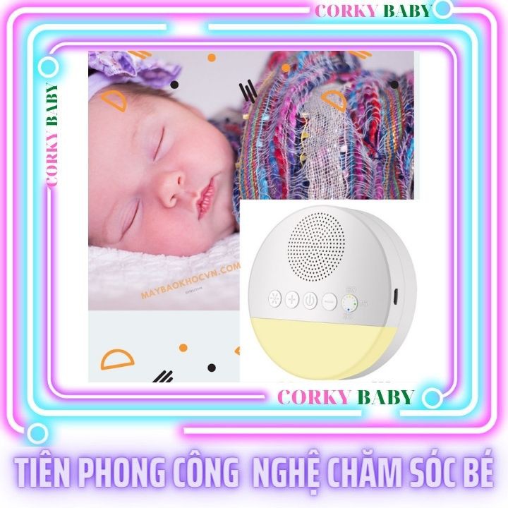 Máy White Noise - tạo âm thanh trắng, tích hợp 10 bản nhạc, kết hợp đèn ngủ đẹp