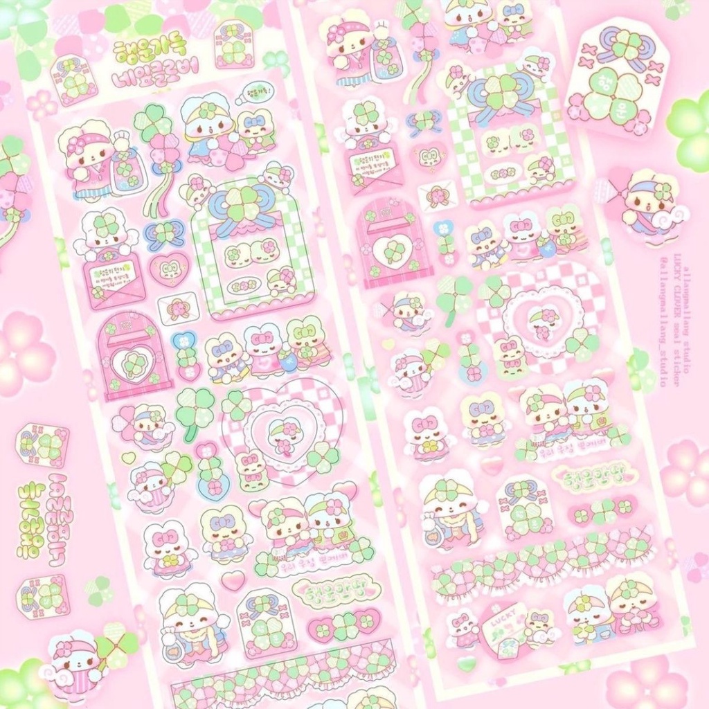 Peach 1Pcs Cute Korean cartoon girl stickers Shining laser Journal Scrapbook Decor Sticker