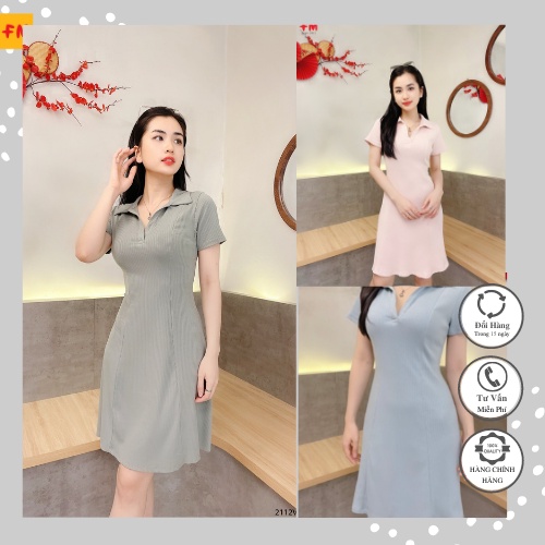 Váy Polo Tay Ngắn Chất Thun Lạnh I Đầm Polo Tay Ngắn Cổ Chữ V Thương Hiệu FM STYLE 211223670