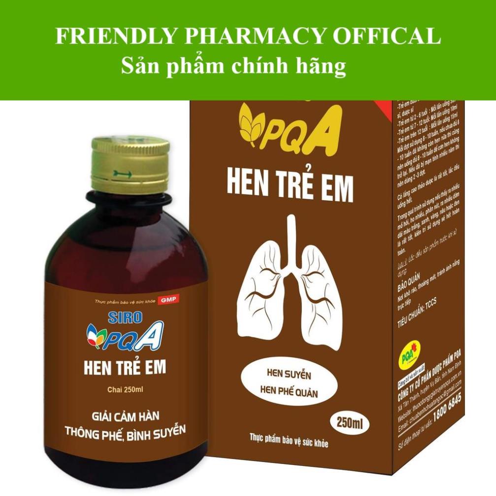 Siro PQA Hen Trẻ Em - Hỗ trợ làm thông thoáng đường thở cho người bị hen suyễn (250ml)